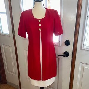 Vintage Algo Petite Red and White Dress